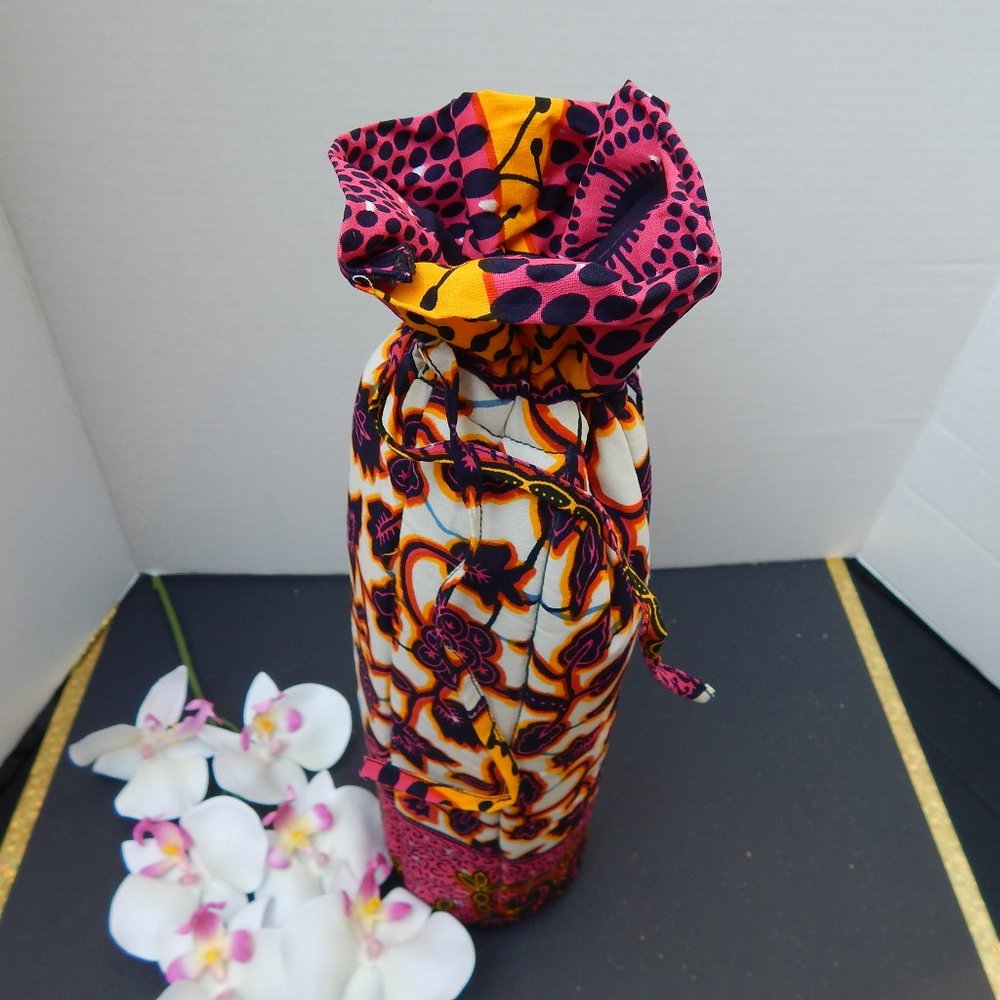Ankara fabric wine pouch,